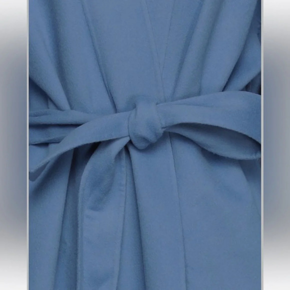 Zimmermann Fringed Wool Coat Wrap Robe‎ Style Trench Coat Periwinkle Blue Size 3 - Picture 4 of 12